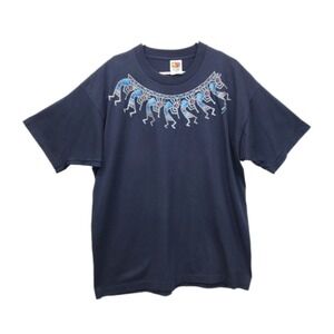 Vitage 90's Dreamcatcher Nathan Kokopelli Navy Blue Art Shirt Size XL